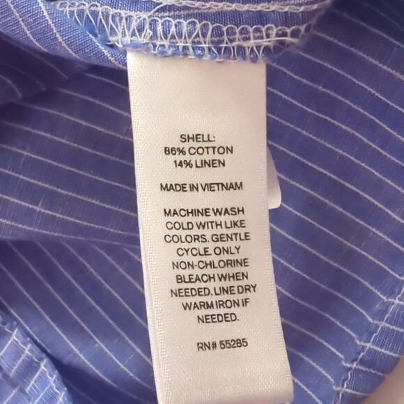 Express Blue Pin Striped Off the Shoulder Blouse - Picture 6 of 6